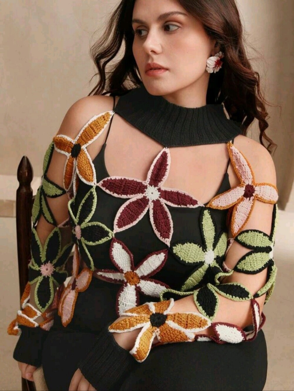 Crochet Floral Sweater